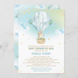 Bunny Rabbit Hot Air Balloon Baby shower per post Kaart