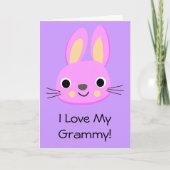 Bunny Rabbit I hou van mijn grammy Custom Name Bir Kaart (Voorkant)