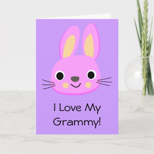 Bunny Rabbit I hou van mijn grammy Custom Name Bir Kaart (Voorkant)