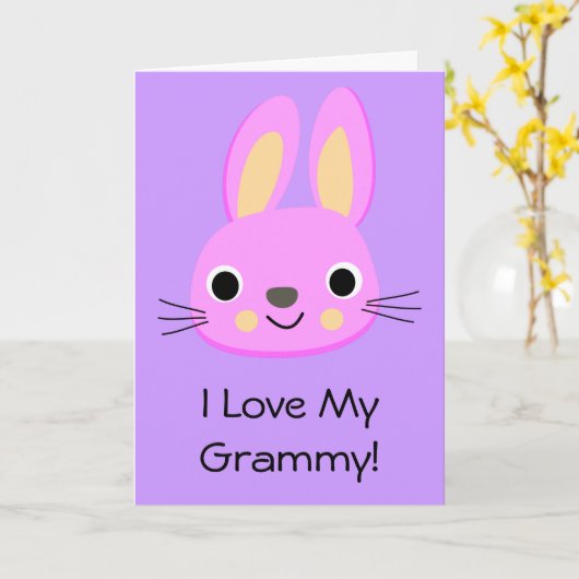 Bunny Rabbit I hou van mijn grammy Custom Name Bir Kaart (Gele Bloem)
