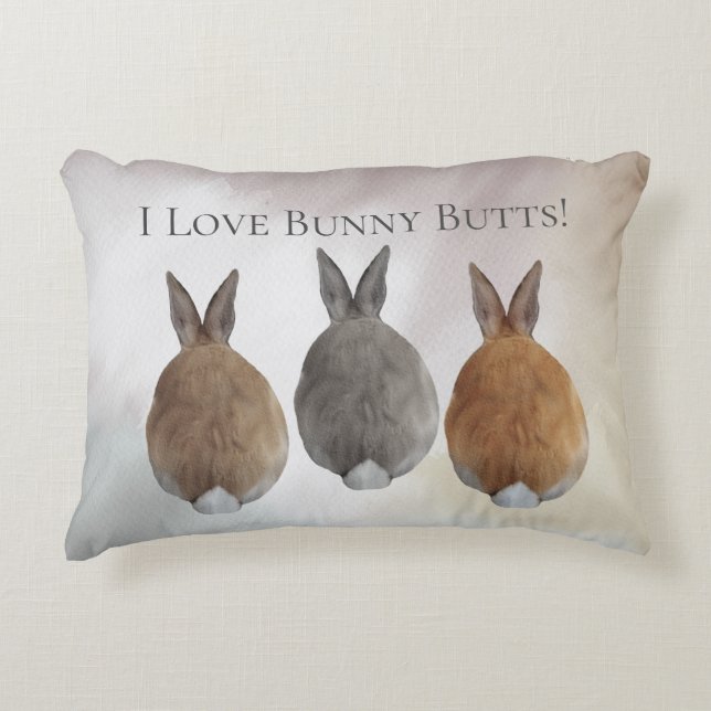 Bunny Rabbit I Love Bunny Butts Accent Kussen (Voorkant)
