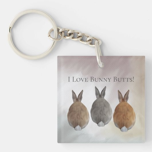 Bunny Rabbit I Love Bunny Butts Sleutelhanger (voorkant)