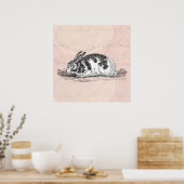  Bunny Rabbit Illustration - 1800 konijnen Poster (Keuken)