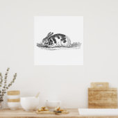 Bunny Rabbit Illustration - 1800 konijnen Poster (Keuken)
