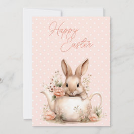 Bunny Rabbit in a Teapot Happy Easter  Feestdagenkaart