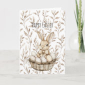Bunny Rabbit in Basket Easter Eggs   Kaart (Voorkant)