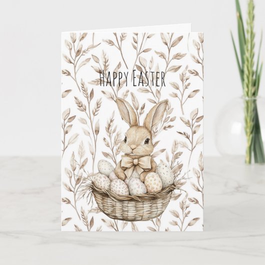 Bunny Rabbit in Basket Easter Eggs   Kaart (Voorkant)