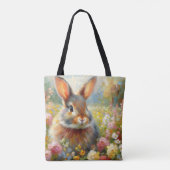 Bunny Rabbit in Floral Wilderness Art Tote Bag (Achterkant)