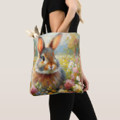 Bunny Rabbit in Floral Wilderness Art Tote Bag (Dichtbij)