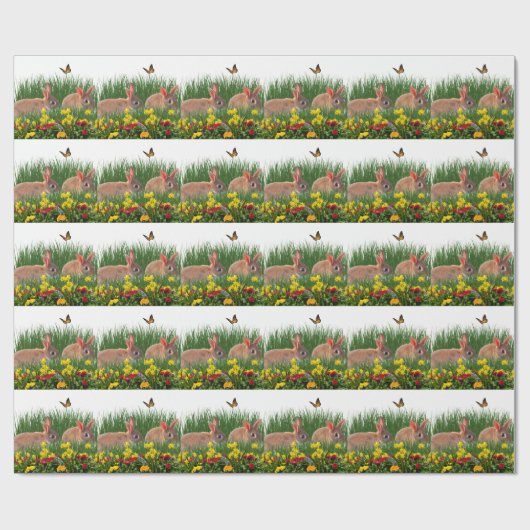 Bunny Rabbit in Flower Garden Spring/Easter Cadeaupapier (Vlak)