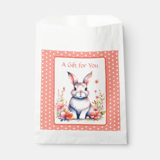 Bunny Rabbit in Flowers Het is een Meisje Baby sho Bedankzakje (Voorkant)