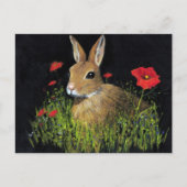 BUNNY RABBIT IN OLIEPASTEL OP ZWART BRIEFKAART (Voorkant)