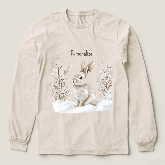Bunny Rabbit in Snow Christmas Tri-Blend Shirt (Voorkant)