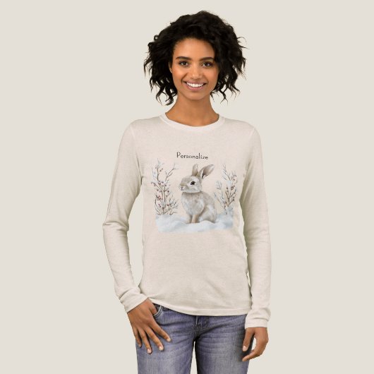 Bunny Rabbit in Snow Christmas Tri-Blend Shirt (Voorkant)