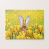 Bunny rabbit in tulpen legpuzzel (Horizontaal)