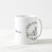 Bunny Rabbit Ink Drawing monochrome douanenaam Koffiemok (Voorkant rechts)