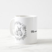 Bunny Rabbit Ink Drawing monochrome douanenaam Koffiemok (Voorkant links)