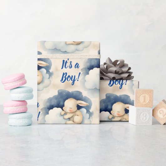 Bunny Rabbit Is een Boy Baby shower Cadeaupapier (Baby Shower)