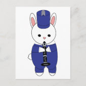 Bunny Rabbit Klarinet Marching Band Blauw Wit Briefkaart (Voorkant)