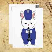 Bunny Rabbit Klarinet Marching Band Blauw Wit Briefkaart