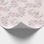 Bunny Rabbit & Lamb Pink Paarse Floral Paaskaart Cadeaupapier (Hoek)