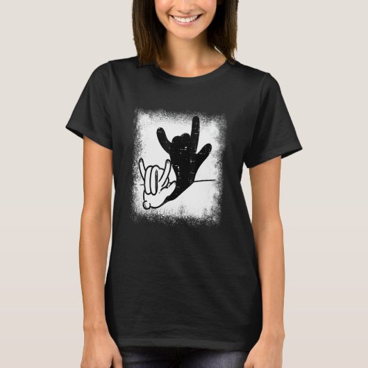 Bunny Rabbit Love You Hand Sign Language Shadow Bl T-shirt (Voorkant)