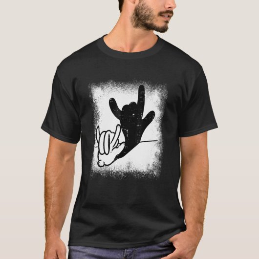 Bunny Rabbit Love You Hand Sign Language Shadow Bl T-shirt (Voorkant)