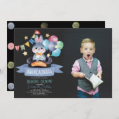 Bunny Rabbit Magic Show Blk Boy Verjaardagsfoto Kaart (Voorkant / Achterkant)