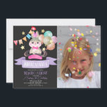 Bunny Rabbit Magic Show Zwart Meisje Verjaardagsfo Kaart<br><div class="desc">Deze schattige jongedame heeft een konijnenkonijn dat uitkijkt uit het pet van een goochelaar met nep/nep gouden sterren,  bunting flags en kleurrijke ballonnen in waterverf op een donkergrijze achtergrond. De achterzijde heeft een zwarte achtergrond met stippen. Personaliseer voor uw behoeften. Meer overeenkomende producten vind je in mijn winkel.</div>