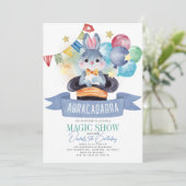 Bunny Rabbit Magician Magic Show Boy Verjaardag Kaart (Staand voorkant)