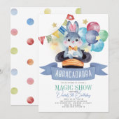 Bunny Rabbit Magician Magic Show Boy Verjaardag Kaart (Voorkant / Achterkant)