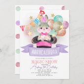 Bunny Rabbit Magician Magic Show Meisje Verjaardag Kaart (Voorkant / Achterkant)