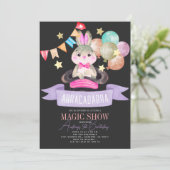 Bunny Rabbit Magician Magic Show Zwart Meisje Verj Kaart (Staand voorkant)