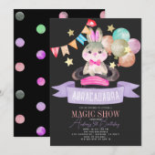 Bunny Rabbit Magician Magic Show Zwart Meisje Verj Kaart (Voorkant / Achterkant)