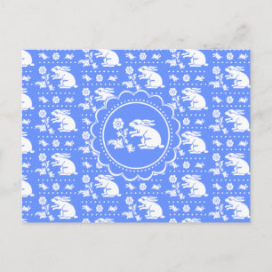  Bunny Rabbit met blauw en wit blauw Briefkaart