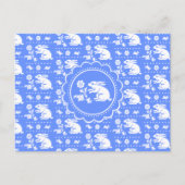  Bunny Rabbit met blauw en wit blauw Briefkaart (Voorkant)