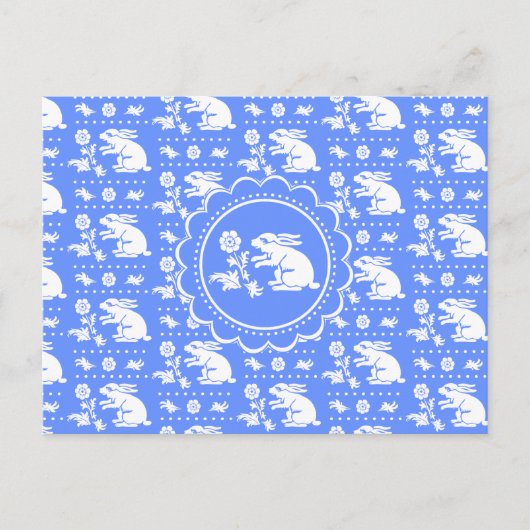  Bunny Rabbit met blauw en wit blauw Briefkaart (Voorkant)