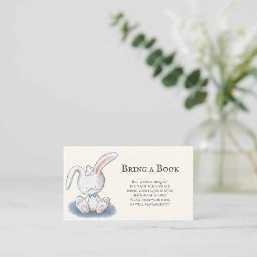 Bunny Rabbit met Blue Bow Stropdas Informatiekaartje (Staand voorkant)