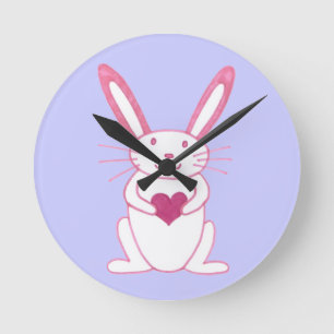 Bunny Rabbit met Heart Ronde Klok