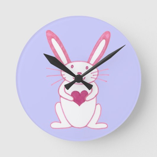 Bunny Rabbit met Heart Ronde Klok (Voorkant)