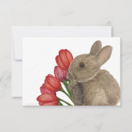 Bunny Rabbit met Red Tulips Flat Hartelijk dank Bedankkaart