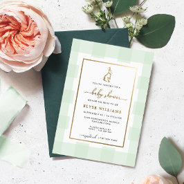 Bunny Rabbit Mint Gingham Baby shower Folie Invite Uitnodiging