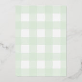 Bunny Rabbit Mint Gingham Birthday Folie Uitnodiging (Achterkant)