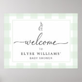 Bunny Rabbit Mint Green Gingham Welkomstteken Poster (Voorkant)