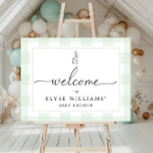 Bunny Rabbit Mint Green Gingham Welkomstteken Poster