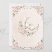 Bunny Rabbit Moon Pink Blush Floral Baby shower Kaart (Achterkant)