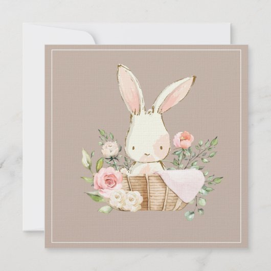 Bunny Rabbit Neutral Baby shower Invitation (Achterkant)