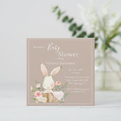 Bunny Rabbit Neutral Baby shower Invitation (Staand voorkant)