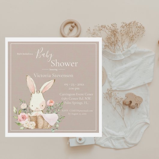 Bunny Rabbit Neutral Baby shower Invitation