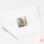 Bunny Rabbit Nibbling On a Candy Cane Vierkante Sticker (Envelop)